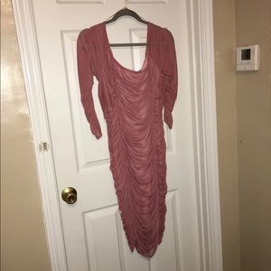 Fashion to Figure Pink Runched half sleeve body on dress